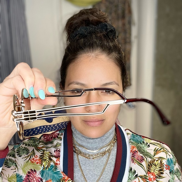 Brown lenses round gold frame double bridge nose small round sunglass - Picture 3 of 4